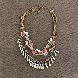 Elegant Antique Multicolor Statement Chunky Necklace